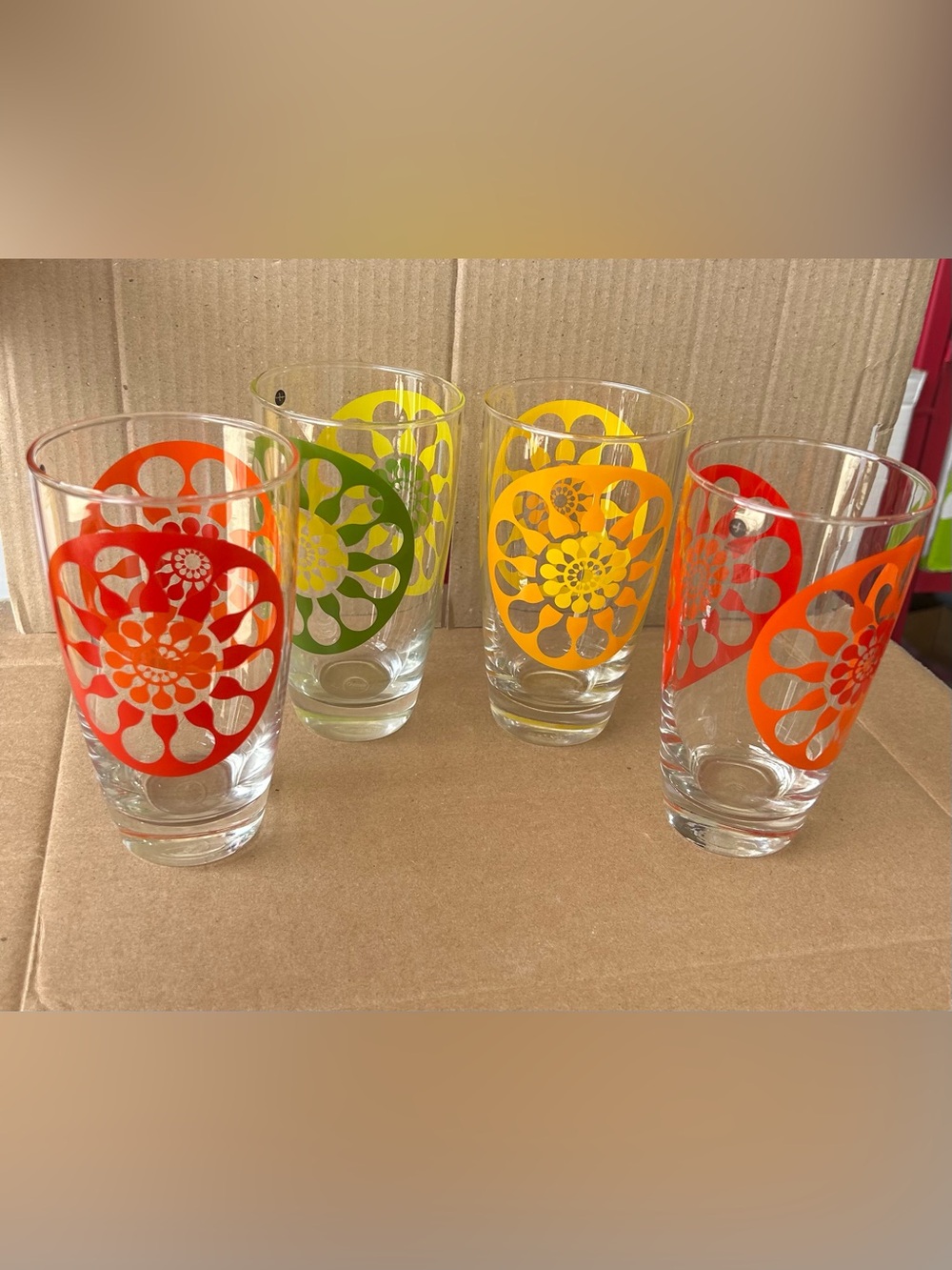 4 SagaForm Lotta Odelius Juicy Designed 16oz Glasses Flowers Retro New old stock